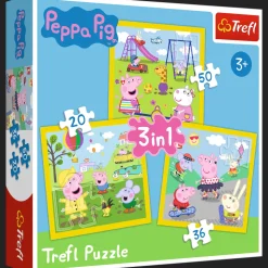 Puzzle 3w1 Świnka Peppa Wesoły dzień Peppy
