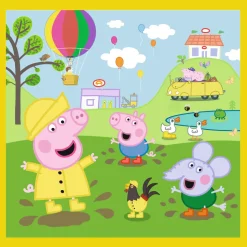 Puzzle 3w1 Świnka Peppa Wesoły dzień Peppy