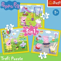 Puzzle 3w1 Świnka Peppa Wesoły dzień Peppy