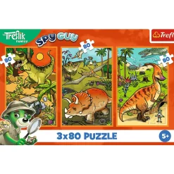 Puzzle 3x80 - Trefliki w świecie dinozaurów