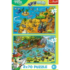 Puzzle 2x70 el. - Trefliki w Krainie Zwierząt, The Treflik Family