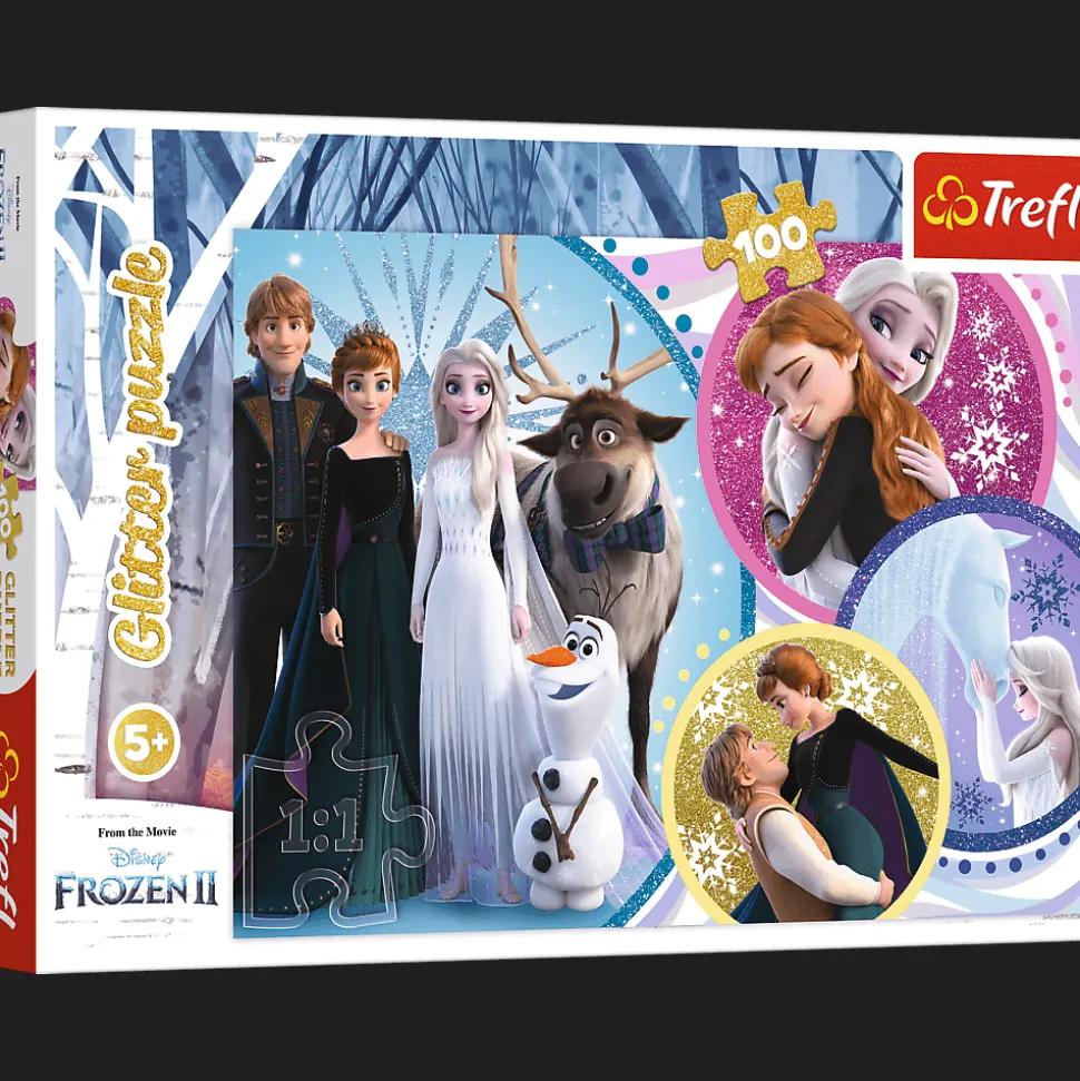 Puzzle z brokatem Kraina Lodu 100 el. W blasku miłości