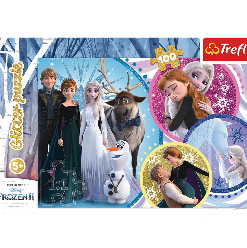 Puzzle z brokatem Kraina Lodu 100 el. W blasku miłości