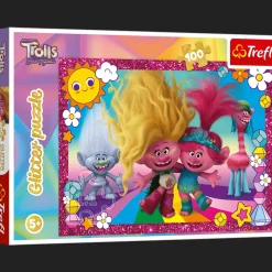 Puzzle z brokatem Trolls 100 el. Błyszczące Trolle