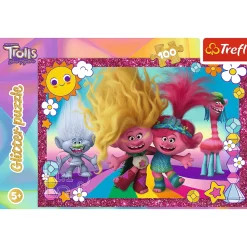 Puzzle z brokatem Trolls 100 el. Błyszczące Trolle