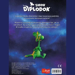 Smok Diplodok. Kolorowanka z naklejkami