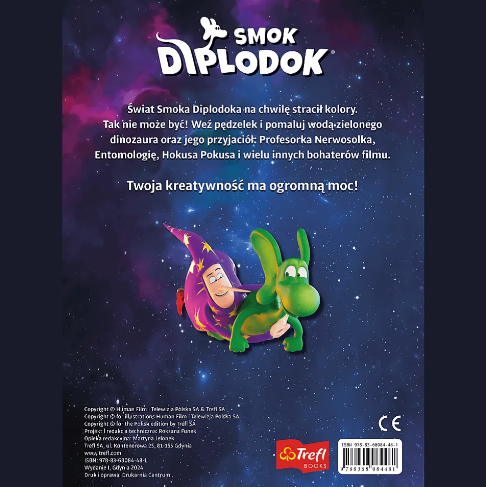 Smok Diplodok. Malowanka wodna