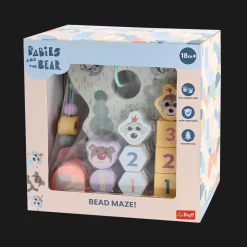 Zabawka drewniana Bobaski i Miś, Bead maze: Shapes & numbers