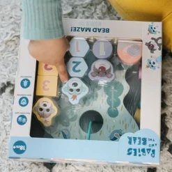 Zabawka drewniana Bobaski i Miś, Bead maze: Shapes & numbers