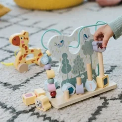 Zabawka drewniana Bobaski i Miś, Bead maze: Shapes & numbers