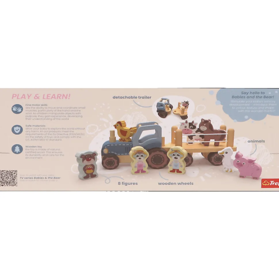 Zabawka drewniana Bobaski i Miś, Tractor