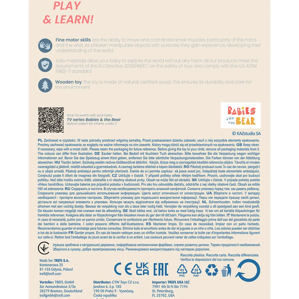 Zabawka drewniana Bobaski i Miś, Bead maze: Friends