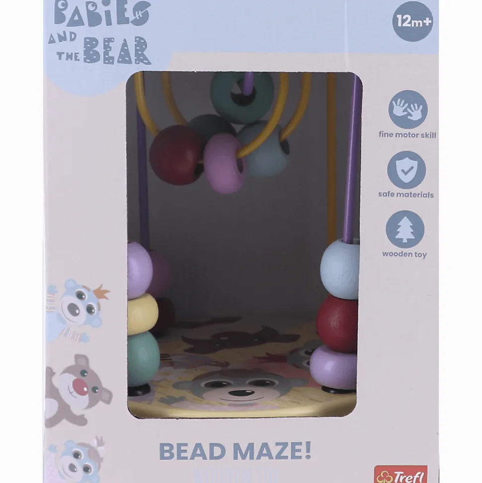Zabawka drewniana Bobaski i Miś, Bead maze: Friends