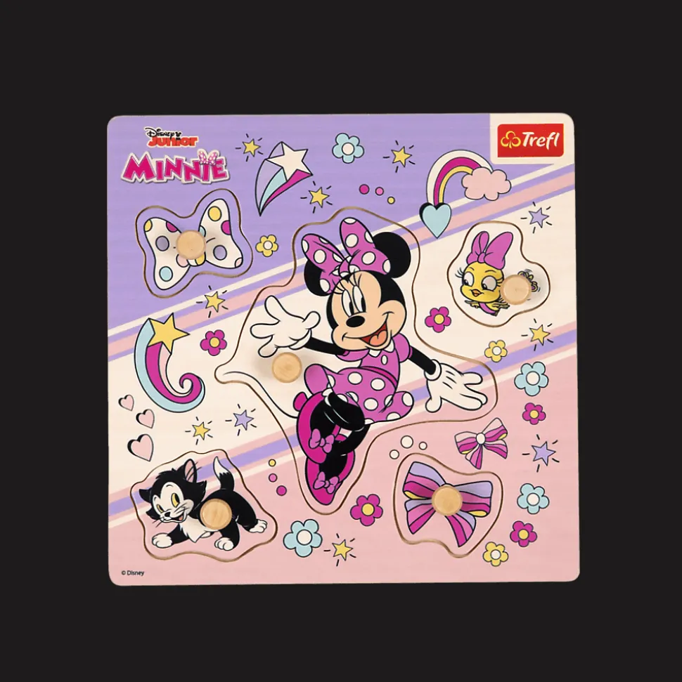 Zabawka drewniana Puzzle mini 5 el. Myszka Minnie