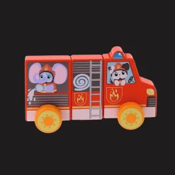Zabawka drewniana Tiny Tails, Magnetic Vehicle: Fire Truck