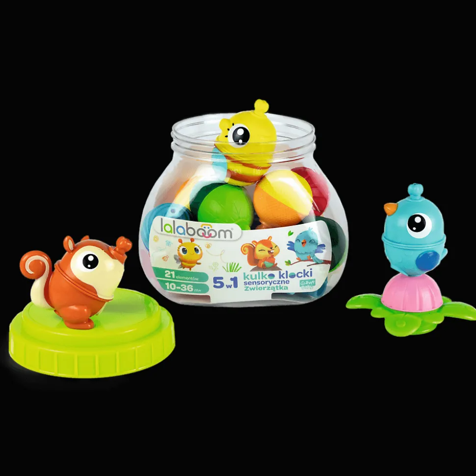 Zabawka Lalaboom, Zestaw kulko-klocków - zwierzątka leśne, 21 elementów