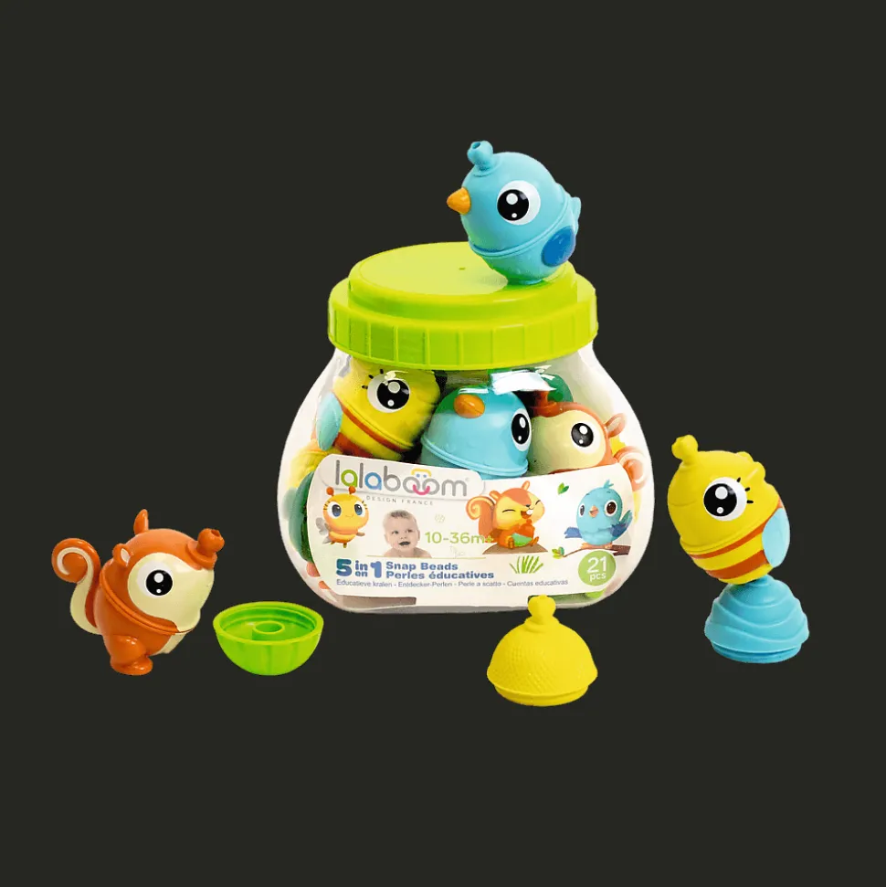 Zabawka Lalaboom, Zestaw kulko-klocków - zwierzątka leśne, 21 elementów