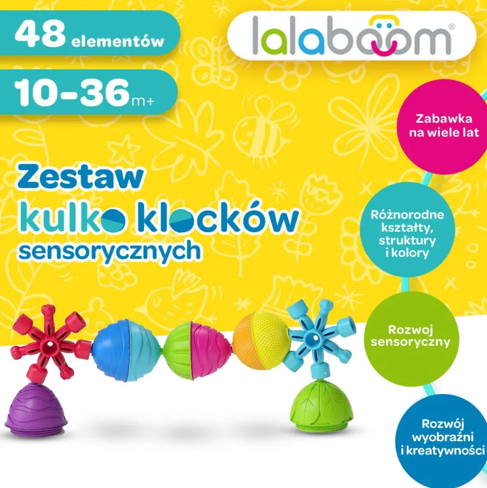 Zabawka Lalaboom, Zestaw kulko-klocków, 48 elementów