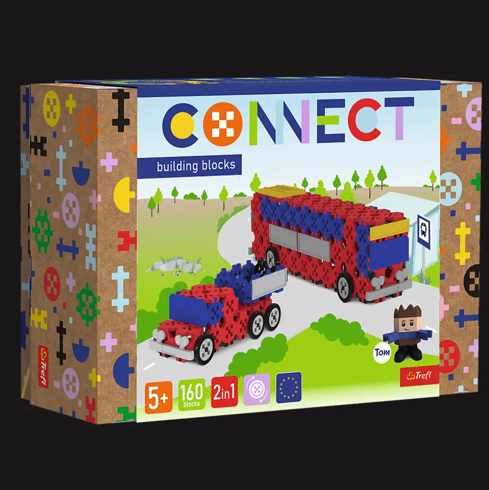 Zestaw klocków Connect 2w1: Autobus / Auto z naczepą