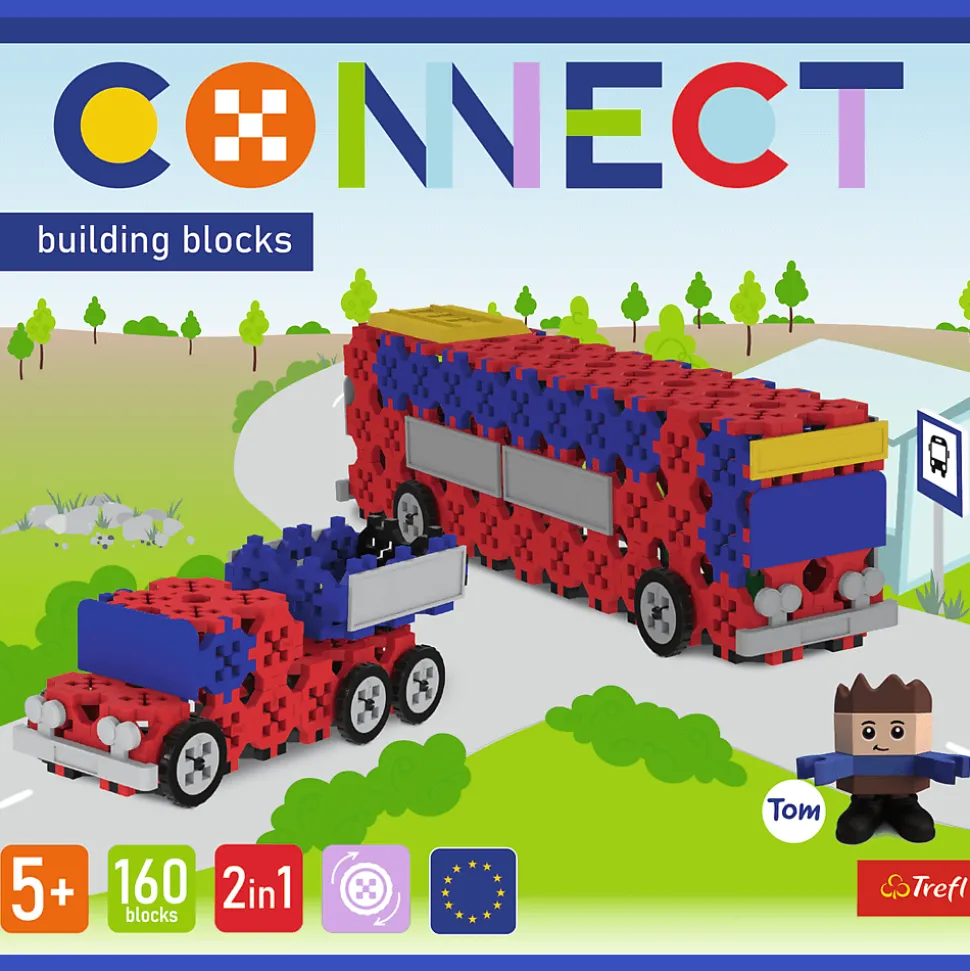 Zestaw klocków Connect 2w1: Autobus / Auto z naczepą