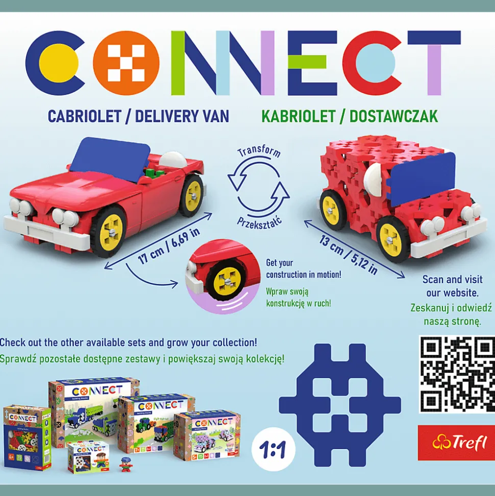 Zestaw klocków Connect 2w1: Kabriolet / Dostawczak