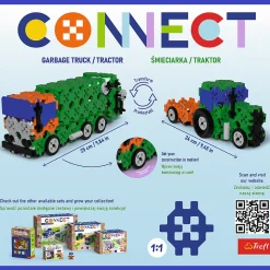 Zestaw klocków Connect 2w1: Śmieciarka / Traktor