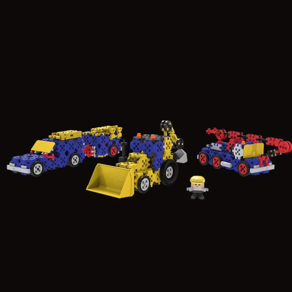 Zestaw klocków Connect 3w1: Pojazdy budowlane / SUV z przyczepą