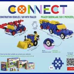 Zestaw klocków Connect 3w1: Pojazdy budowlane / SUV z przyczepą