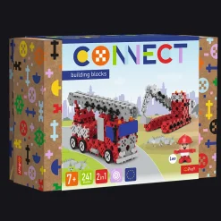 Zestaw klocków Connect 2w1: Straż Pożarna / Koparka gąsienicowa