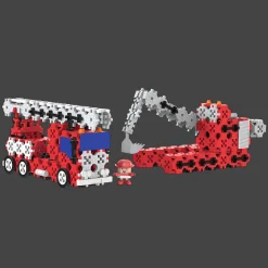 Zestaw klocków Connect 2w1: Straż Pożarna / Koparka gąsienicowa